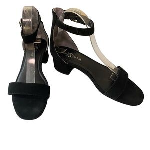YOSI SAMRA - SIZE 9  DANIEL - RICH BLACK SUEDE HEELS SANDALS SHOES - S3